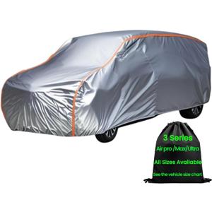 Outdoor Heavy Duty Mini Van Cover Large Car Cover Waterproof All Weather Rain UV Protection Full Exterior Covers Fit Van Up to 228L x 72" W x 72" H (Size 20: MiniVan 2 (Under 229"), Bright Silver(Ultra))