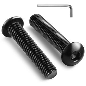 BNUOK 1/ 4-20 x 2 Inch Button Head Socket Cap Bolts Screws, 304 Stainless Steel 18-8, Fully Threaded, Black Zinc Plated, with Hex Spanner(20Pcs)