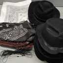 Hillban 48 Pack Cowboy Hat and Bandana Set, Cowgirl Hats for Boys Girls Felt Cowboy Party Hat Western Bandanas for Party (Black, Brown)