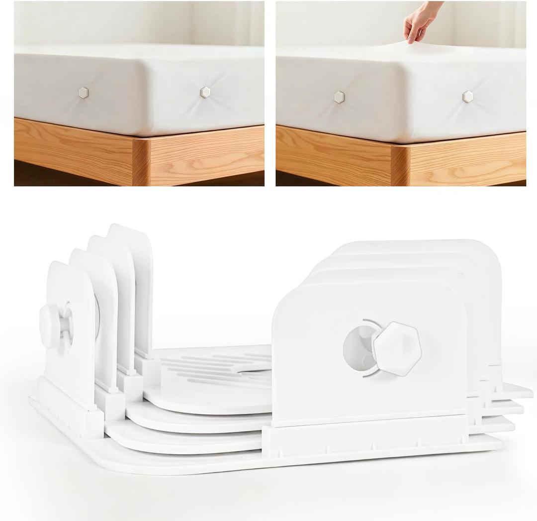 4Pcs Sheet Holders, Bed Sheet Holders for Corners, Lock Bed Sheet Holders, Fitted Sheet Holders Keep Sheets Firm & Tight, Universal Fitted Sheet Holder, White