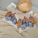 Fall Pillow Covers 16x16 Pack of 2 Chinoiserie Blue and Orange Pumpkin Throw Pillow Covers Outdoor,Fall Thanksgiving Decoration Pillowcase Autumn Farmhouse Linen Cushion Case for Couch Sofa
