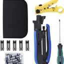Delgada Coaxial Cable Crimper Kit Coax Compression Tool RG6 RG59 RG11 Cable Crimping Tool Connector Kit with 20PCS F Compression Connectors