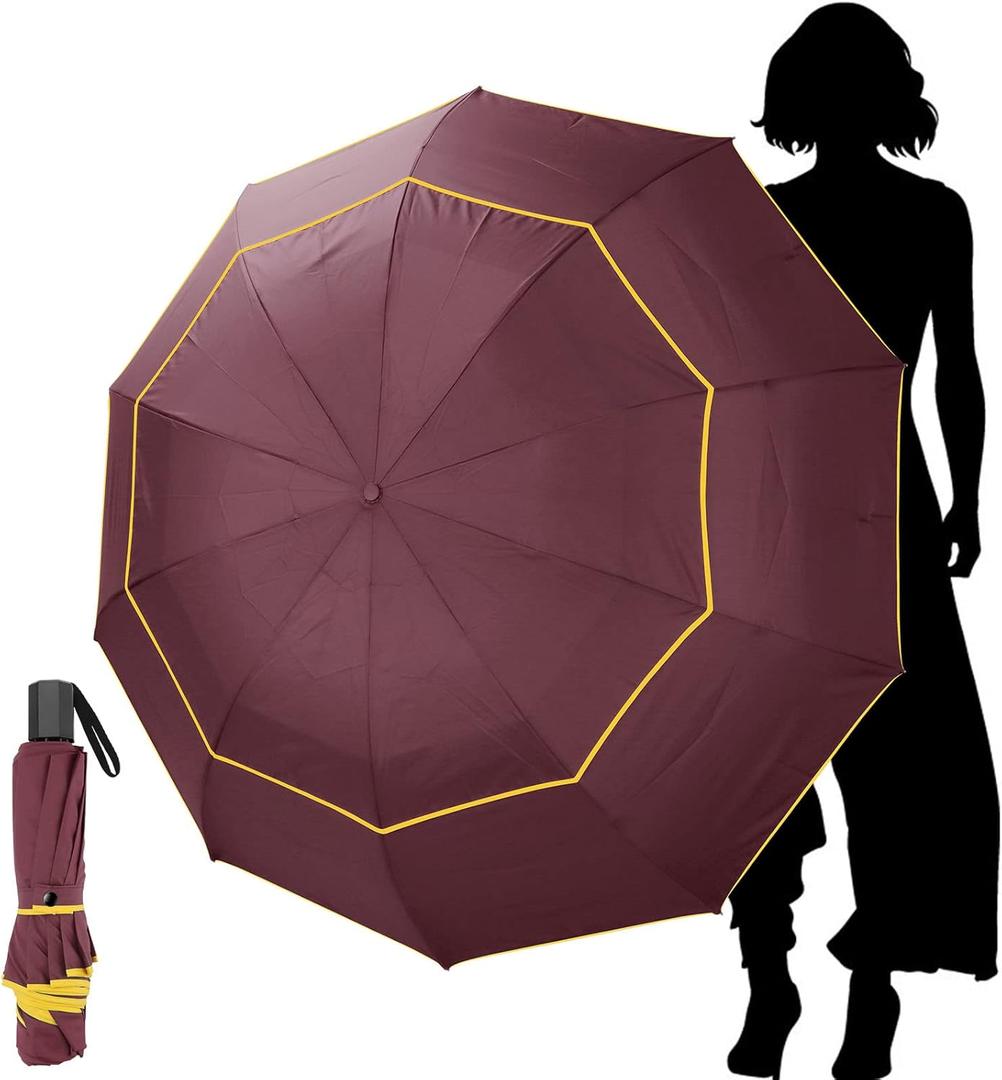 Kalolary 62 Inch Golf Umbrella Extra Large Folding Umbrella Rainproof Compact Umbrella Oversize Double Canopy Vented Waterproof Stick Travel Umbrellas for Women & Men Family Home Use (Red)