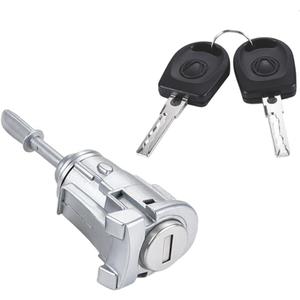 Car Door Lock Cylinder Set with Keys for Volkswagen Jetta 1997-2004 for Golf 1997-2005 for Polo 2003-2005 | 2 Keys, Silver Tone | Left Side Door Lock Cylinder Replaces 604837167
