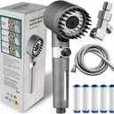 Ion Drops Filtered Shower Head, 2026 NEW Ion Drops Shower Head with 59in Hose/Bracket, Adjustable Filtered Showerhead with 5 Filter Replacements, Built-in Power Flash for Bathroom Cleaning