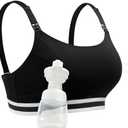 Momcozy 2-in-1 Hands Free Pumping Bra, Adjustable Breast Pump Bra with Wide Support Band for Breastfeeding Moms, Large 