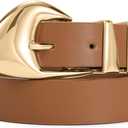 XZQTIVE Women's Leather Belts for Jeans Dress Pants Black Brown Belts for Women Ladies Waist Belts with Gold Buckle
