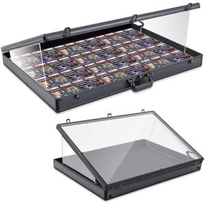 Memorywuu Trade Show Display Case Portable Aluminum Sports Card Table Top Display Case Frame Clear Acrylic Showcase Cabinet Box with Lock for Trading Cards Jewelry Collectibles(Black,36"x24")