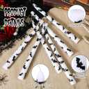Lounsweer 6 Pcs Halloween Bat Candles 10 Inch White Taper Candlesticks with Black Bat Prints, Dissolvable Real Wax Candles for Halloween Ghost Party Table Decoration