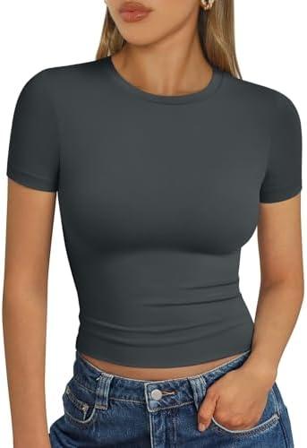 Trendy Queen Womens Short Sleeve T Shirt Buttery Soft Summer Tops Basic Tees Size L