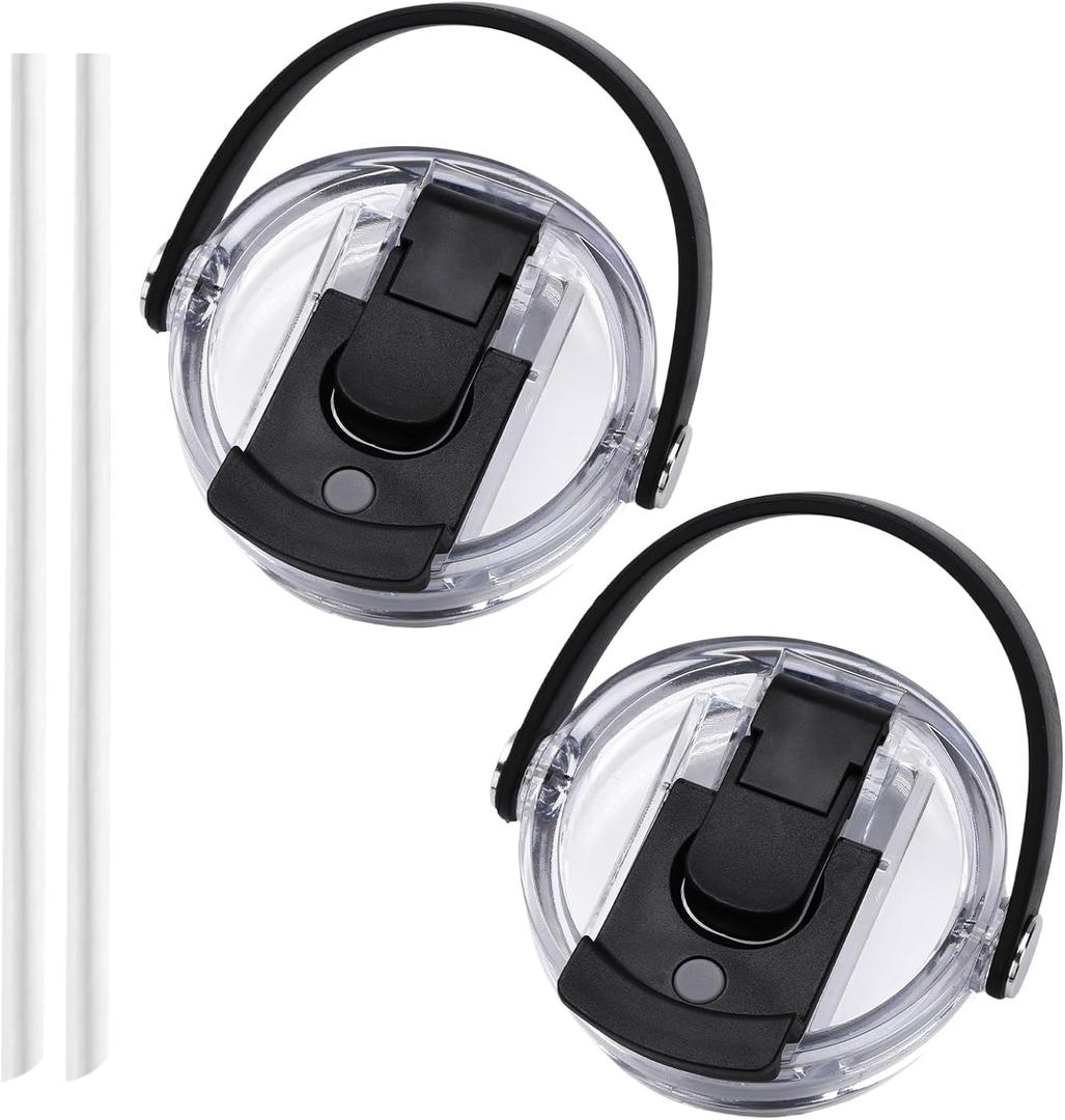 2 PCS Replacement Lids, Suitable for 20oz and 30oz Stanley Cups, with Handle, Flip-Top and Straw Dual-Use, Leak-Proof and Splash-Resistant