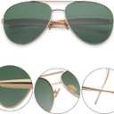 Retro Gold Aviator Sunglasses for Women Men Trendy Oversized Fashion Metal Frame Oval Designer Inspired Dupe Shades