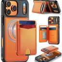 for iPhone 17 Pro Max Wallet Case Compatible with Magsafe, Magnetic RFID Blocking Card Holder Kickstand 2 in 1 Detachable Case for iPhone 17 Pro Max 6.9", Orange