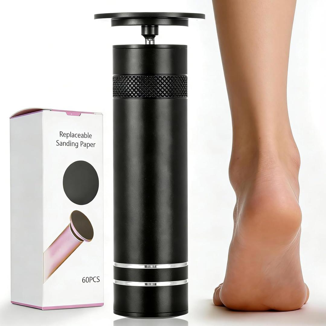 Electric Foot Callus Remover-60pcs Replacement Sandpaper Discs, 1200RPM Speed Adjustment, Metal Body, Callus & Dead Skin Removal, Black