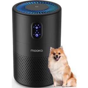 MOOKA Air Purifiers for Home Large Room up to 1076 ft, H13 True HEPA Air Filter Cleaner, Odor Eliminator, Remove Smoke Dust Pollen Pet Dander, Night Light(Black)