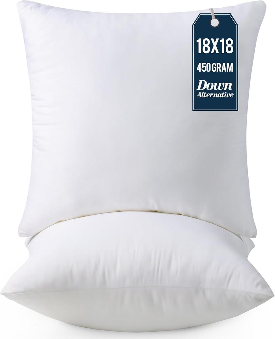 Utopia Bedding Throw Pillows Insert (Pack of 2, White) - 18 x 18 Inches Bed and Couch Pillows - Indoor Decorative Pillow (18x18 Inch, White)