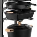 MUDEELA Pots and Pans Organizer under Cabinet 15.75" Tall, 4-Tier Heavy Duty Pan Organizers inside Cabinet Kitchen Storage, Adjustable Pot Rack Holds up to 44 LB Cast Iron Skillets Shallow Cookware