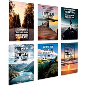Motivational Posters Set of 6 - Colorful Inspirational Wall Art Prints 11x17 | Positive Affirmation Posters for Office, Bedroom, Home & Gym | Uplifting Quotes Wall Decor | ThrowbackTraits