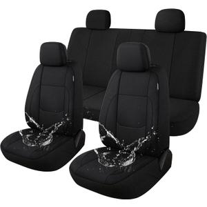 Pariitadin Waterproof Car Seat Covers Full Set, Neoprene Seat Covers for Cars, Universal Fit Interior Covers for Most Cars Sedan Van Truck SUV(Black)
