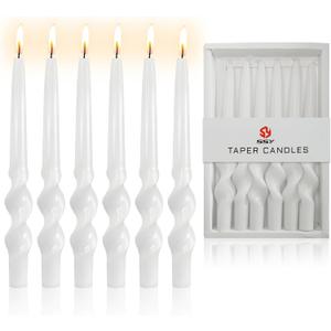 10 INCH Long Candle Sticks Candle White Spiral Tapered Candles 6 PCS Spiral Twisted Candlesticks Unscented Household Candlesticks Handmade Candles for Home Dcor Weddings Parties