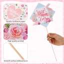 48 Pcs Happy Mother's Day Party Table Decorations Centerpiece Sticks, Best Mom Table Decorations Pink Flowers Table Toppers for Best Mom Love You Mother's Day Party Decoration Supplies