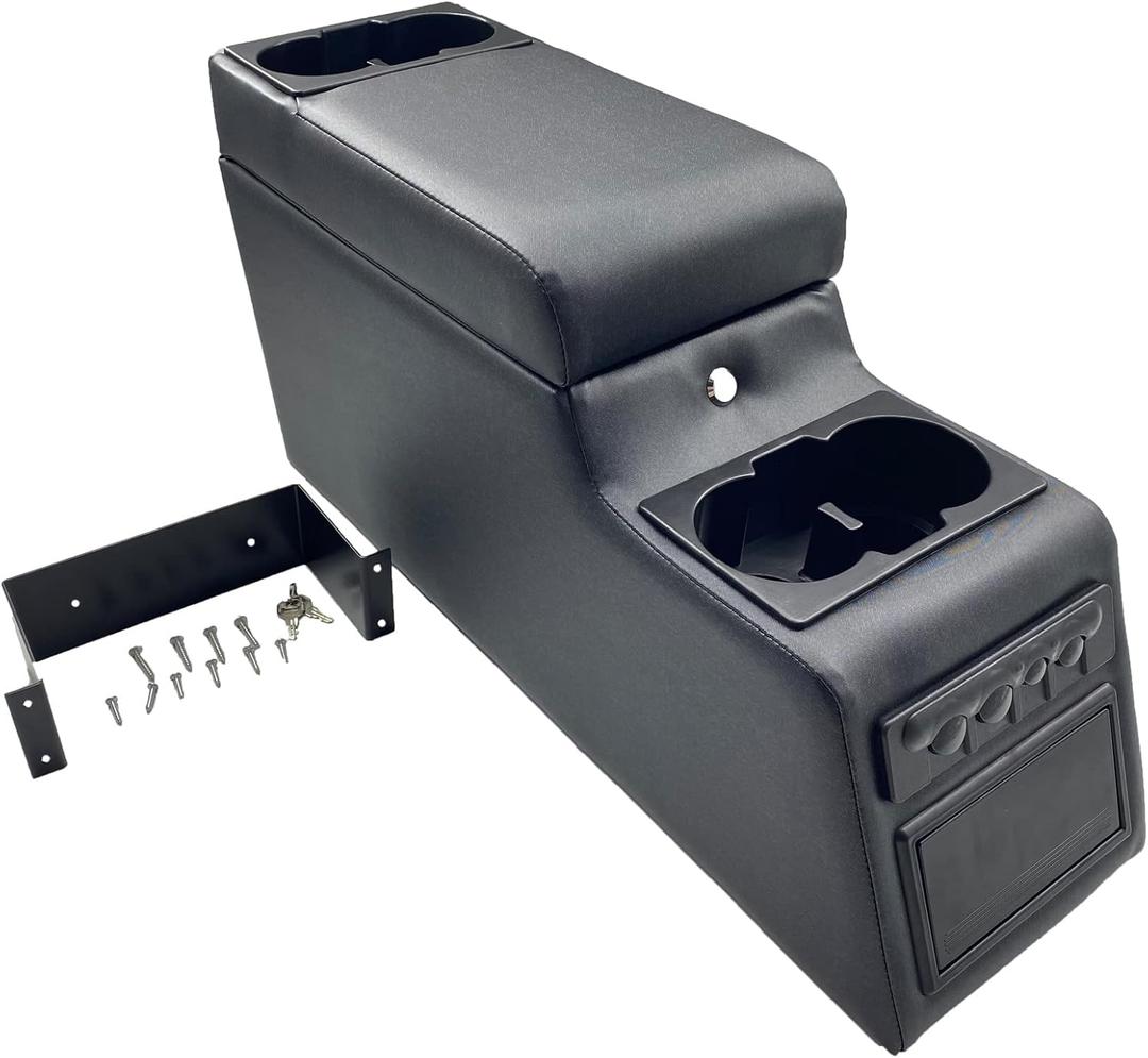 MOOSUN 31515 Denim Black Deluxe Locking Center Console for Jeep CJ-5 1976-1983, CJ-7 1976-1986, Wrangler YJ 1987-1995