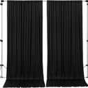 AK Trading CO. 10 feet Wide x 12 feet Long Polyester Backdrop Drapes Curtains Panels with Rod Pockets - Wedding Ceremony Party Home Window Decorations - (Black)