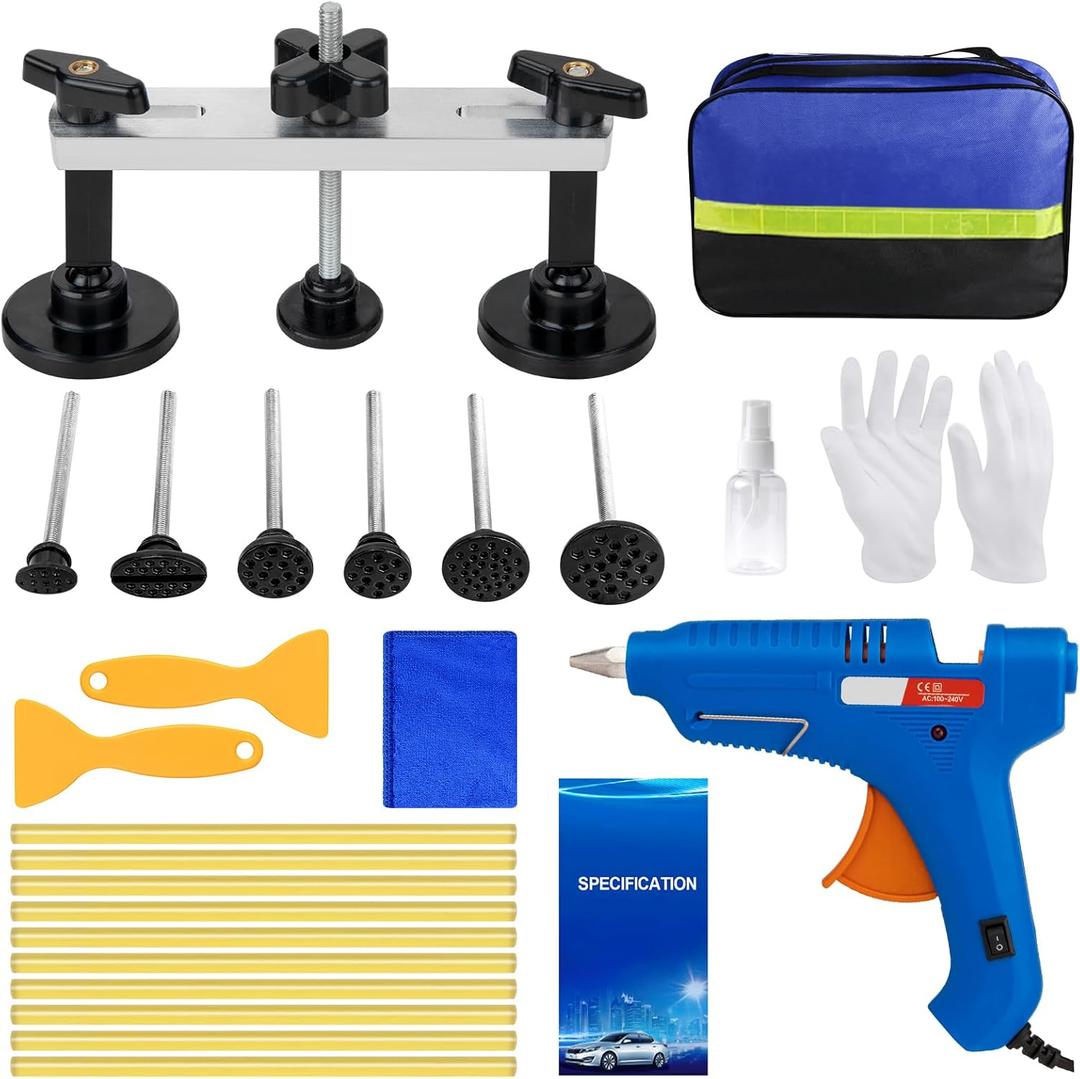 Car Dent Puller Kit, Paintless Dent Removal Kit, Car Dent Repair Kit with Bridge Puller, Dent Remover Tool for Car Hail Damage DIY Repair