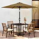 AreShark 7.5FT Patio Umbrella Table Market Umbrella with 6 Sturdy Ribs, Button Tilt/Crank, Heavy-Duty Outdoor Umbrellas for Pool, Deck, Garden and Backyard, Khaki
