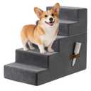 Kohentact Dog Stairs, Steps and Ramp for High Bed & Sofa, 13-24" H Detachable Pet Stairs for Small Medium Dogs, Sturdy 40D Foam, Non-Slip, Washable Cover with Lint Roller, Grey