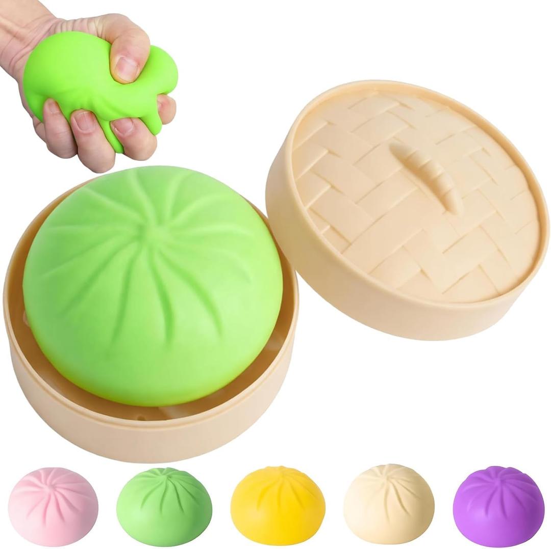 Dumpling Squishy, Mystery Squishy Dumpling Box, Sensory Stress Ball Squeeze Toys for Stress Relief, Cute Soft Decompression Dough, Birthday Gift (Green)