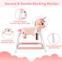 FUNLIO Unicorn Spring Rocking Horse for Kids 3-6, Rainbow Fairy Ride on Horse with Covered Spring & Sturdy Frame, Neighing & Galloping Sound for Pretend Play, Horse Toys Gift, CPC & CE Certified-Pink
