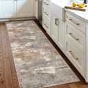 2x5 Washable Kitchen Runner Rug: Modern Abstract Runners for Hallway Soft Non Slip Rugs with Rubber Backing Low Pile Thin Floor Carpet for Entryway Bedroom Bathroom Bedside Indoor(Brown/Brick,2x5)