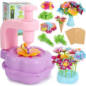 Flower Craft Kits for Girls - Arts and Crafts for Kids Ages 4-8, Gifts for 4 5 6 7 8 9 Year Old Girls, Art Craft Activity Toys Set for Kids, DIY Flower Making Kit Creative Toys Gifts for Toddler