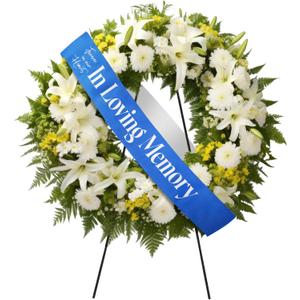Funeral Sash Memorial Wreath Sash Funeral Ribbon Celebration of Life Ribbon for Casket or Wreath Flowers Memorial Service Honor the Loved Ones Memory 58x4''(Blue,in Loving Memory)