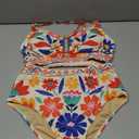 Herseas Womens 2 Piece High Waisted U Wire Bikini Set Floral Print Swimsuit Crisscross Back Bathing Suit Beach Swimwear, M