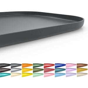 Silicone Pet Feeding Mat with Raised Edge for Food and Water, Dog Bowl Mats, Cat Bowls Placemat with High Lip for Floor Waterproof, Rubber Tray for Cats and Dogs 19 x 12 x 0.7 Dark Grey