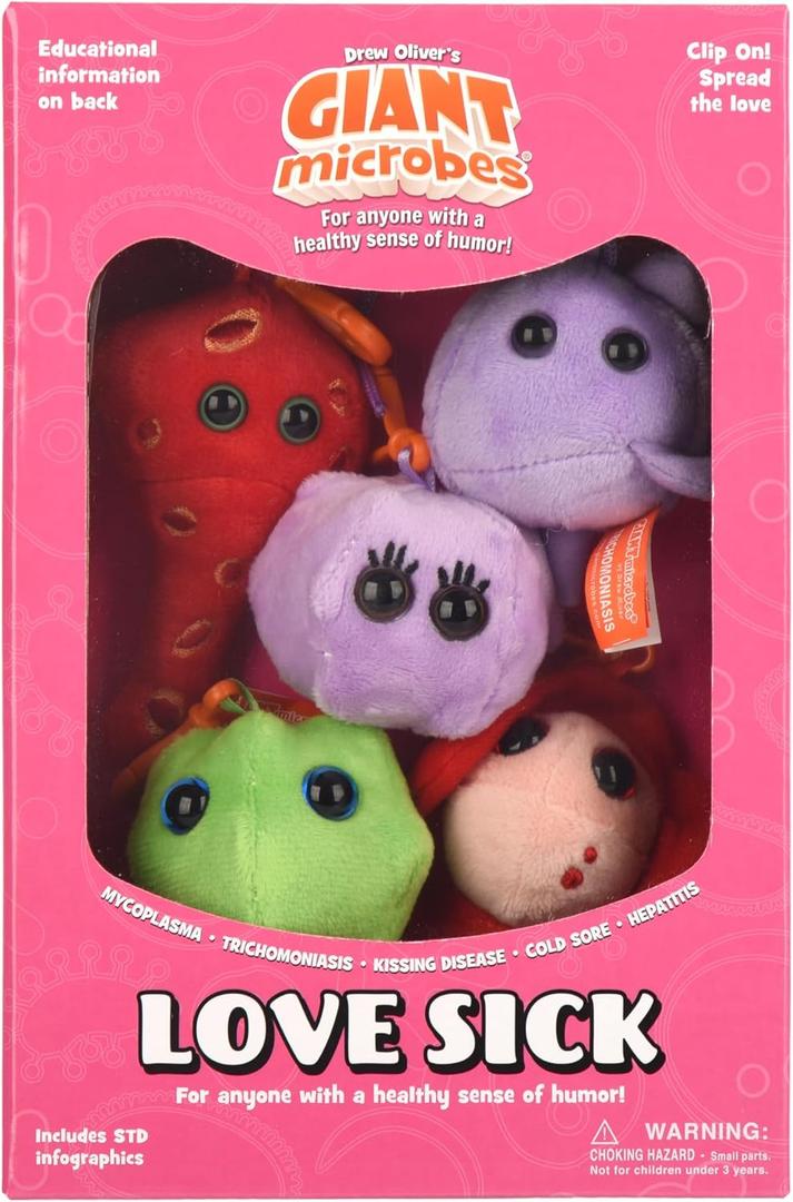 GIANT MICROBES Love Sick Themed Gift Box, STIs, STDs, Medical Lab Technician Gifts, OBGYN Gifts for Doctors, Infection Prevention Gift, Infection Control Nurse, Medical Presents, Bag Charms