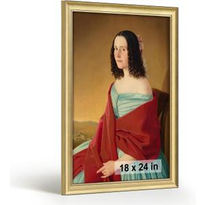 HLiWEGNS Brushed Gold 18x24 Frame Poster Frame with Brushed Gold Finish Picture Frame for 18 x 24 Artwork, Canvas Prints, Puzzles, and Wall Decor