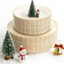 YOUBET 100PCS Ivory Scalloped Plastic Plates - Heavy Duty Gold Disposable Fancy Hard Plates Include 50 Dinner Plate, 50 Dessert Plate, for Wedding & Party