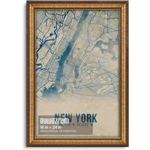 16x24 Classic Gold Picture Frame - Single Frame, 16 x 24 Ornate Vintage Poster Frame for Wall Decor & Gallery Walls
