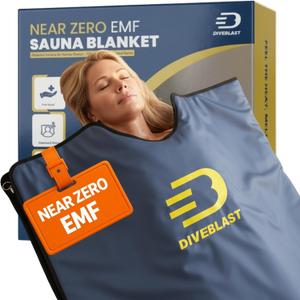 DIVEBLAST Near Zero EMF Far Infrared Sauna Blanket for Home 71x 35.6 Portable Infrared Sauna Bag for Weight Loss and Detox Detoxify, Cleanse and Burn Up to 600 Calories per Session Dark Blue