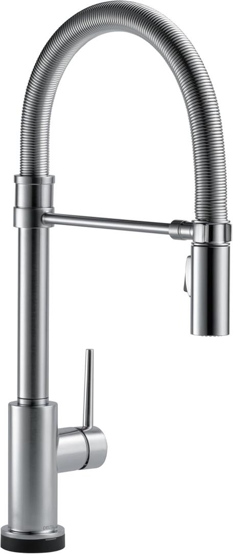 Delta Faucet Trinsic Touch Kitchen Faucet with Touchless Technology, Brushed Nickel Pro Commercial Style Kitchen Faucet, Kitchen Faucets with Pull Down Sprayer, Arctic Stainless 9659TL-AR-DST