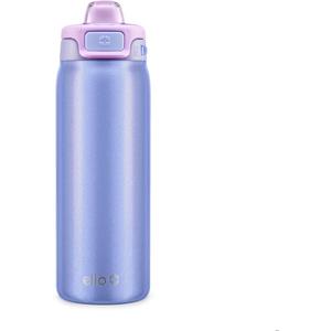 Ello Pop & Fill 18oz Stainless Steel Kids Water Bottle with Quick Fill Lid | Vacuum Insulated BPA Free Bottle with Leak Proof Straw and Chug Lid, Dishwasher Safe, Gift For Kids Teens, Purple Holo