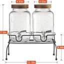 2 Pack 1 Gallon Glass Drink Dispenser - Drink Dispenser with Stand, Juice Dispenser, Drink Dispensers for Parties, Glass Water Dispenser with Stainless Steel Spigot, Lemonade Dispenser