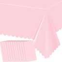 12 Pack Plastic Pink Tablecloths for Rectangle Tables,Disposable Scalloped Mother's Day Table Cloth Waterproof Pink Table Cover for Birthday Bridal Wedding Baby Shower, 54 X 108Inch