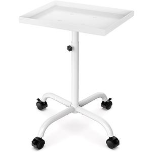Salon Tray on Wheels, Salon Tray Cart Tattoo Tray Rolling Trolley, Hair Stylist Tray Height Adjustable, Dental Tray Hairdresser Tray Rolling Table Tray Cart (White)