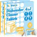 Dishwasher Cleaner Tablets Deodorizer-48 Pack Deep Cleaning Dish Washer Descaler Freshener-Grime Limescale Heavy Duty Grease Odor Smell Remover-for All Dishwashers Lemon Foaming 2 Year Supply