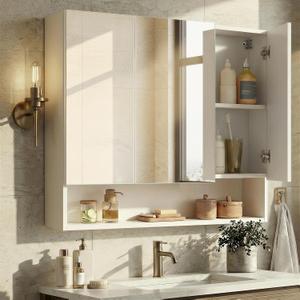 VASAGLE Medicine Cabinet Mirror with Storage, 6.5 x 35.4 x 29.5 Inches