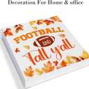 2 x Fall Wall Decor Football Wood Sign Rustic Autumn Decorations Farmhouse Home Table Desk Decor (5 x 5 Inches)